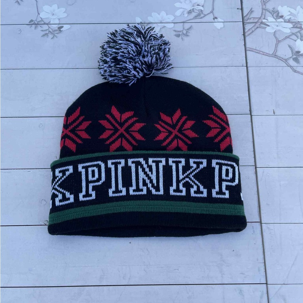Kids Winter Beanie with Pom Pom - Black and Red